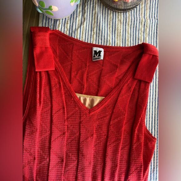 M Missoni Womens  Size 42 US 6 Sleeveless Sheath Knit Dress V Neck Red - Picture 6 of 16